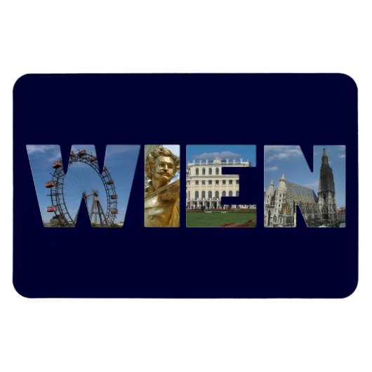 ウィーンラベルと有名なランドマーク マグネット (横)