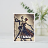ウィーンワルツ踊りカップルトラベル ポストカード (スタンド正面)