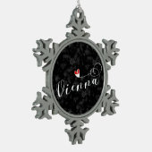 ウィーン国旗ハート、オーストリア、ウィーン スノーフレークピューターオーナメント (左)