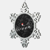 ウィーン国旗ハート、オーストリア、ウィーン スノーフレークピューターオーナメント (右)