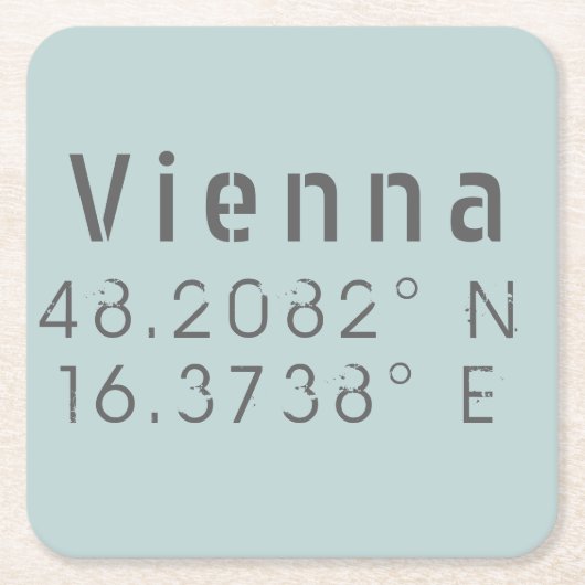 ウィーン緯度経度 スクエアペーパーコースター (正面)