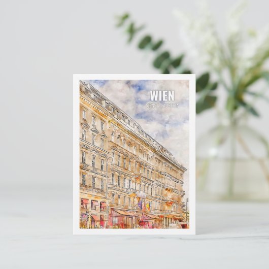 ウィーン・ウィーン・オーストリア有名な旅行プレイス水彩画 ポストカード (スタンド正面)