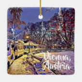 ウィーン，オーストリアのスノートレーンのクリスマスオーナメント セラミックオーナメント (裏面)