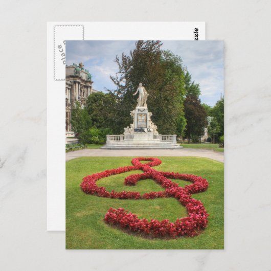 ウィーン・オーストリアのブルガルテンウィーンで開催されるモーツァルト記念碑 ポストカード (正面/裏面)