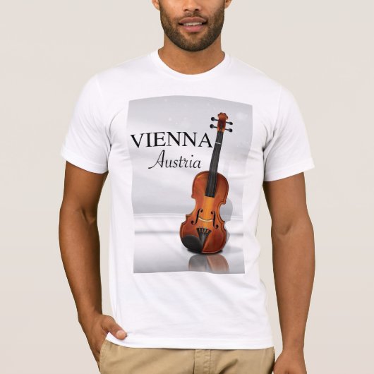 ウィーン・オーストリア・ヴァイオリン旅行ポスター Tシャツ (正面)