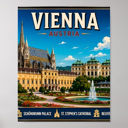 🏛️ ウィーン オーストリア 歴史的な旅行の記念品 ポスター (正面)