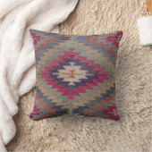 ウィーヴブルガンディセージグレイヴィンテージトルコキリムラグ クッション (ブランケット)