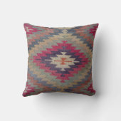 ウィーヴブルガンディセージグレイヴィンテージトルコキリムラグ クッション (裏面)