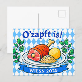 ウィー伝統的センオクトーバーフェストミールイラストレーション シーズンポストカード