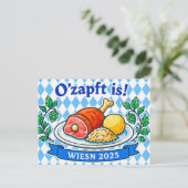 ウィー伝統的センオクトーバーフェストミールイラストレーション シーズンポストカード (スタンド正面)