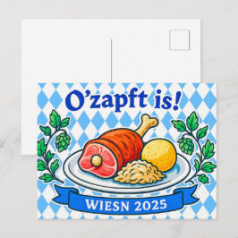 ウィー伝統的センオクトーバーフェストミールイラストレーション シーズンポストカード