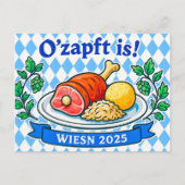 ウィー伝統的センオクトーバーフェストミールイラストレーション シーズンポストカード (正面)