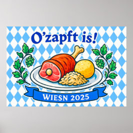 ウィー伝統的センオクトーバーフェストミールイラストレーション ポスター