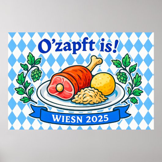 ウィー伝統的センオクトーバーフェストミールイラストレーション ポスター (正面)