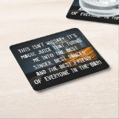 ウイおもしろいスキー飲みのスローガン スクエアペーパーコースター (アングル)