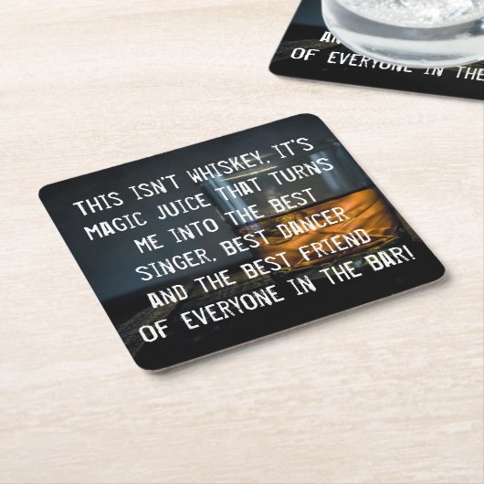 ウイおもしろいスキー飲みのスローガン スクエアペーパーコースター (アングル)