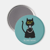 ウイきらきら光るクおもしろいブラックキャットプロポーザル磁石 マグネット (正面/裏面)