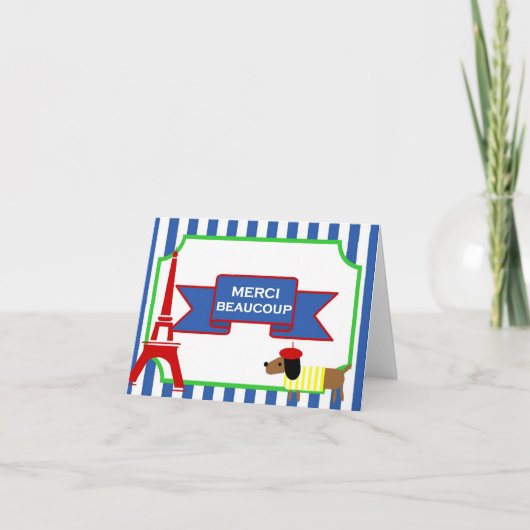 ウイウイパリアートドッグアンドエッフェルタワー サンキューカード (正面)