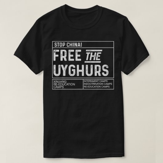 ウイグル族を解放する Tシャツ (デザイン正面)
