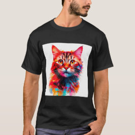 ウイスカー：猫鮮やかポートレート Tシャツ
