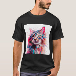 ウイスカー：猫鮮やかポートレート Tシャツ