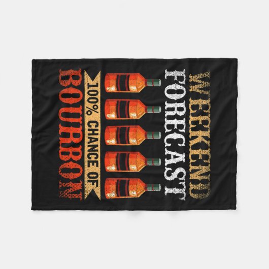 ウイスキおもしろいス飲ウィークエンド予報100% Chance O フリースブランケット (正面(横))