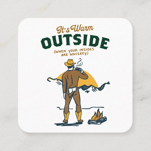 ウイスキおもしろいーを飲むカウボーイ スクエア名刺 (裏面)