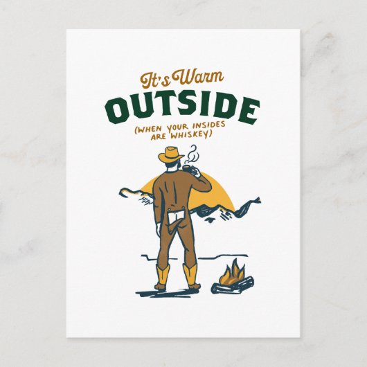 ウイスキおもしろいーを飲むカウボーイ ポストカード (正面)