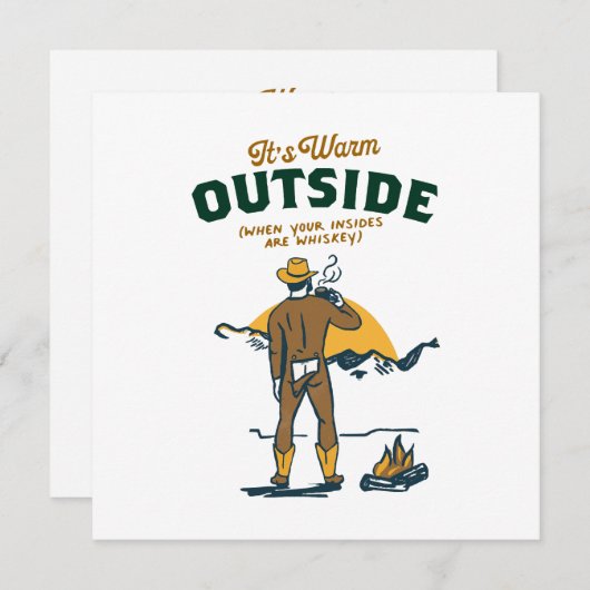 ウイスキおもしろいーを飲むカウボーイ 招待状 (正面/裏面)