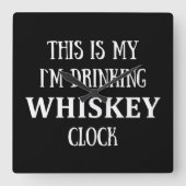 ウイスキおもしろいー好きの引用文 スクエア壁時計 (正面)