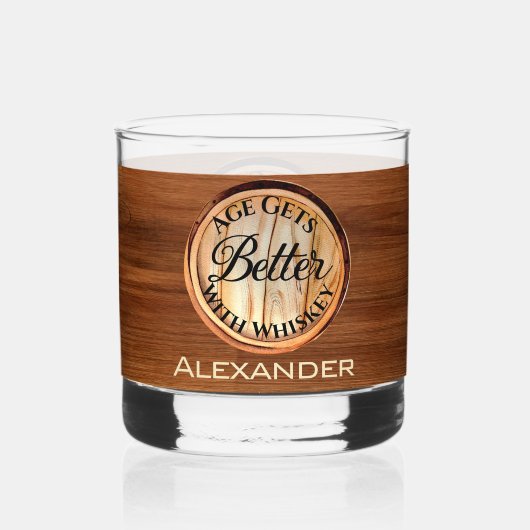 ウイスキパーソナライズされたーの誕生日で年齢が上がる ウイスキーグラス (裏面)