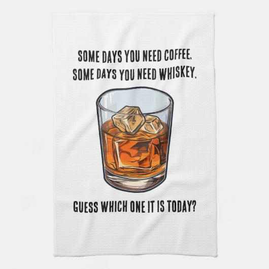 ウイスキーおもしろいタンブラー – コーヒーかウイスキー? キッチンタオル (縦)
