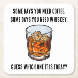 ウイスキーおもしろいタンブラー – コーヒーかウイスキー？ スクエアペーパーコースター