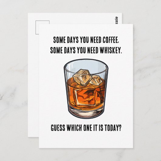 ウイスキーおもしろいタンブラー – コーヒーかウイスキー？ ポストカード (正面/裏面)