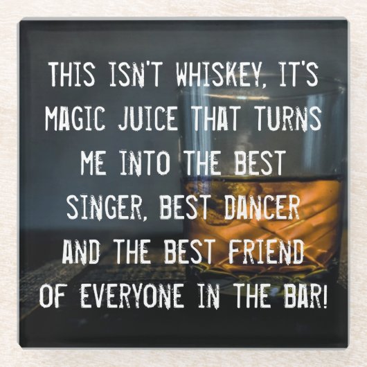 ウイスキーおもしろいドリンカースローガン ガラスコースター (正面)