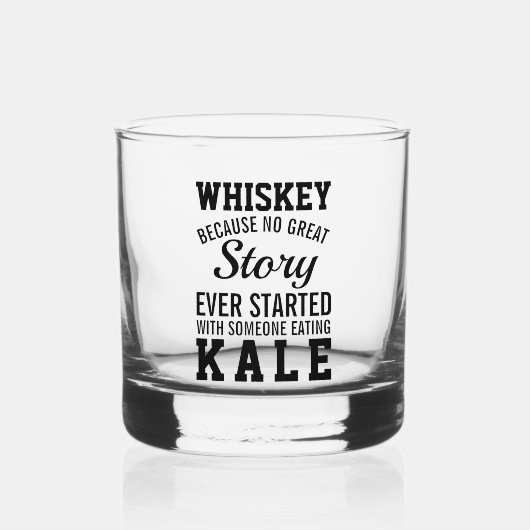 ウイスキーおもしろい対ケール引用文ブラック文字 ウイスキーグラス (正面)