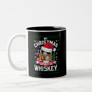 ウイスキーでクリスマスの気分を上げる！ダサ可愛いクリスマスTシャツ Xmas P ツートーンマグカップ