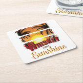 ウイスキーとサンシャイン スクエアペーパーコースター (アングル)