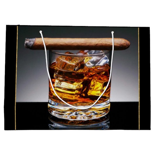 ウイスキーとシガーの大人のブラックゴールド クラシック ラージペーパーバッグ (裏面)