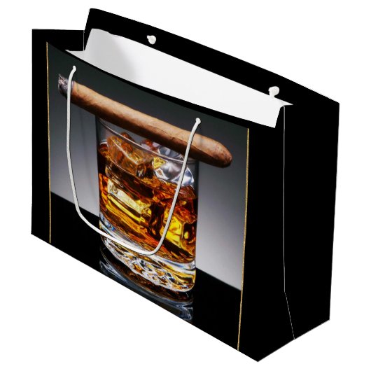 ウイスキーとシガーの大人のブラックゴールド クラシック ラージペーパーバッグ (正面アングル)