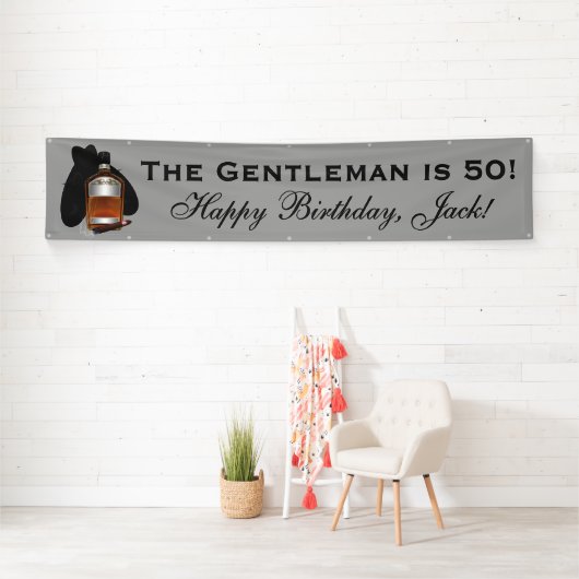 ウイスキーとシガーマンの誕生日バナー 横断幕 (インサイチュ)