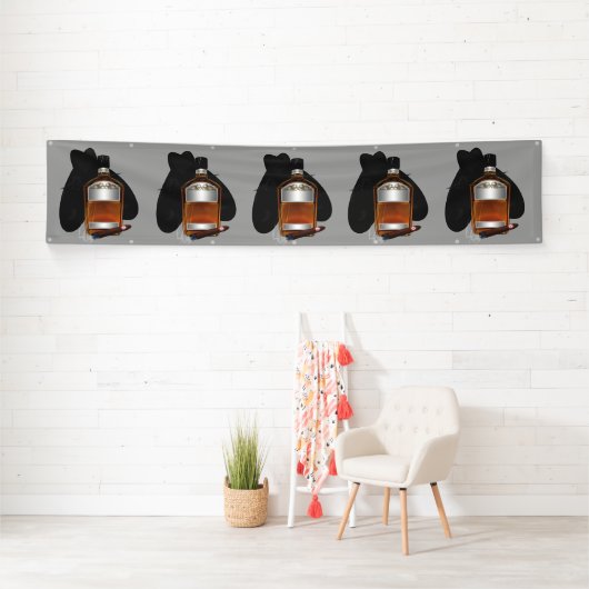 ウイスキーとシガーリピート誕生日バナー 横断幕 (インサイチュ)