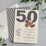 ウイスキーとシガー男らしスの50th誕生日パーティー 招待状<br><div class="desc">50歳男らしの誕生日パーティーの招待で思い出に残るパーティーを用意するこのカスタムデザインは、50歳のレタリングと50歳の手書きのスクリプトが横に沿って50を綴る手書きのスクリプトを備えているはっきりした。ウイスキーのボトル、グラス、葉巻のグラフィックを注いで、この招待のフェスティバルパーティームードにユニーク加える。情報を使用して文字テンプレートをカスタマイズする。この招待状は、印刷されたデジタルとペーパーレスのデジタルの両方のダウンロードとして注文される場合があり、あなたの便宜のために。</div>