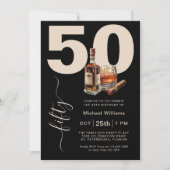 ウイスキーとシガー男らしスの50th誕生日パーティー 招待状 (正面)