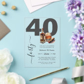 ウイスキーと男らし葉巻40歳の誕生日パーティー アクリル招待状 (インサイチュ (ウェディング))