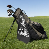 ウイスキーと葉巻が好きな男 ゴルフタオル (グリーン)