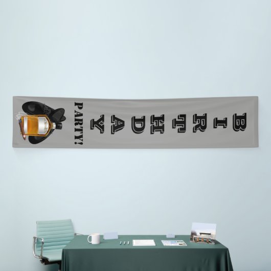 ウイスキーと葉巻の誕生日バナー 横断幕 (トレードショー)