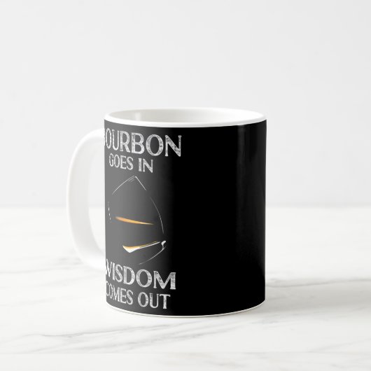 ウイスキーのウィスキー来をバーボンが知恵を出す コーヒーマグカップ (正面左)