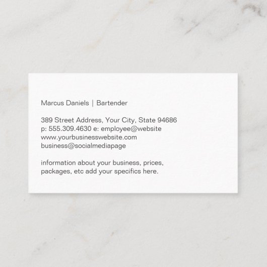 ウイスキーのエッチングスタイルグラス | カクテルバー 名刺 (裏面)