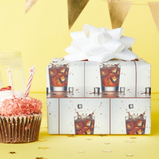ウイスキーのキューブの飛び散り ラッピングペーパー (誕生日パーティー)